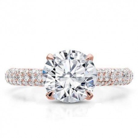 0.25 Ct Two-Tone Pave Engagement Ring In 18ct Rose & White Gold